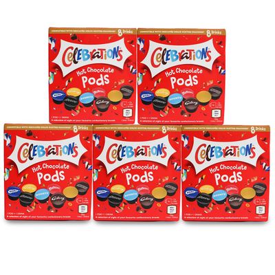 Celebrations Dolce Gusto Compatible Hot Chocolate Pods - Mars, Bounty, Snickers, Galaxy, Malteser, Milky Way & Galaxy Caramel (40)