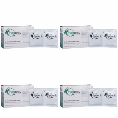 4 Boxes Eyetonic Eyelid Wipes with Aloe Vera 20 Wipes per Box (80)