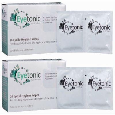 2 Boxes Eyetonic Eyelid Wipes with Aloe Vera 20 Wipes per Box (40)