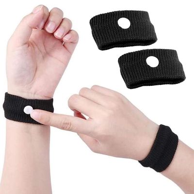 Glamza Anti-Sickness Travel Bands - Acupressure Wristbands for Motion Sickness and Nausea Relief (X1 Pair (Black))