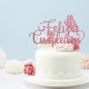 Rose Gold Spanish Feliz Cumpleaos Cake Topper for Birthday Party Decor, Butterfly Happy Birthday Cake Topper, Glitter Spanish Birthday Party Decoration Supplies view 4