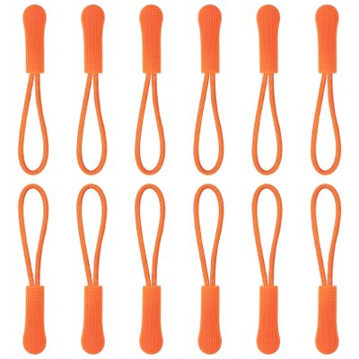 12pcs Zipper Pulls,Zip Tags Cord Pulls Zip Puller Replacement,Fix a Zipper Fix Zip Puller,Black Zipper Pull Replacement for Backpacks,Tents,Trolley Cases,Traveling Cases,and Jackets,Zip Repair,Orange