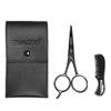 barenx Men Beard Scissors Mustache Grooming Styling Comb Set with PU Leather Bag, Suit for Home or Travel - Black view 3