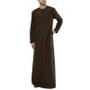 Arabic Clothing Men's Muslim Dresses Men's Islamic Maxi Dress Kaftan Abaya Men's Clothing Muslim Long Sleeve Long Jalabiya, Men's Muslim Dresses, Prayer Clothing, brown, 4X-Large view 1
