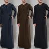 Arabic Clothing Men's Muslim Dresses Men's Islamic Maxi Dress Kaftan Abaya Men's Clothing Muslim Long Sleeve Long Jalabiya, Men's Muslim Dresses, Prayer Clothing, brown, 4X-Large view 2