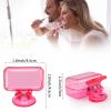 4 Pack Travel Toothbrush Head Covers Toothbrush Protector Cap Brush Pod Case Protective Portable Plastic Clip for Household Travel, Bathroom, Business, Camping, School (Clear, Orange, Purple, Pink) view 2
