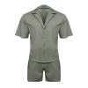 Linen Shirt Men's Shirt Men's Long Sleeve Summer Shirt Long Sleeve Club Party Mesh Shirt Plain Transparent Lace Hawaii Shirt Men's Regular Fit Casual Shorts Fashion Men's Suit, gray, 3XL view 4