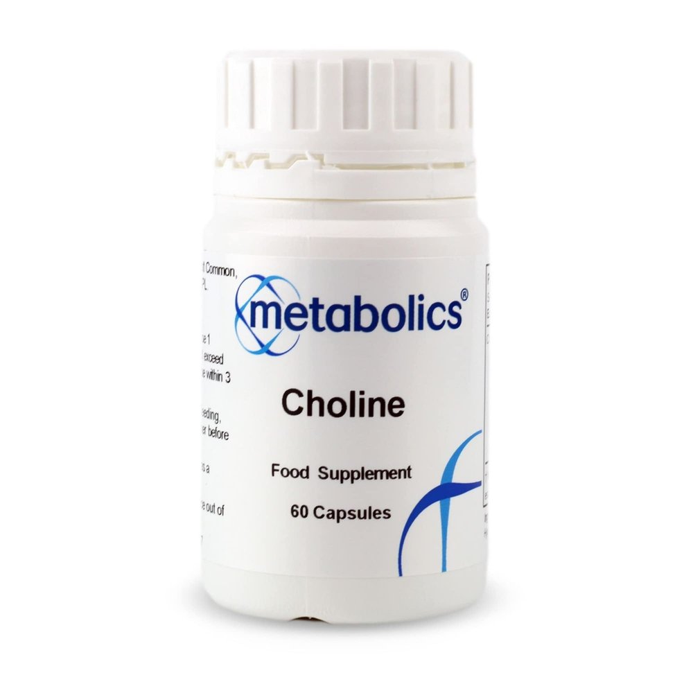 Choline 600mg  60 Vegan Capsules | Supports Liver Function, Fat Metabolism & Cognitive Health | AdditiveFree | UKMade | Metabolics