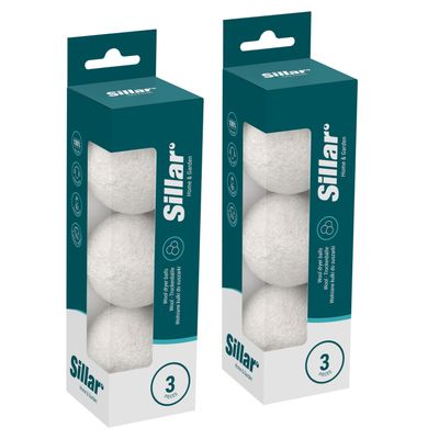 Sillar Dryer Balls Eco Made of Wool, 6 pcs Dryer Balls for Tumble Dryer | 7 cm Natural Balls for the Dryer, 100% Sheep Wool | Natural Fabric Softener, Reduce Wrinkles, Shortens Drying Time, Reusable