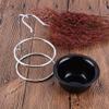 2 in 1Mens Shaving Set, Stainless Steel Shaving Brush Stand with Bowl, Shaving Brush Stand Holder and Black Shaving Bowl Set view 3