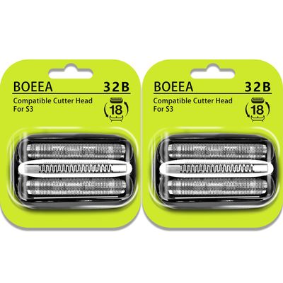 32B Shaver Head Compatible with Branu Series 3, Replacement Foil & Cutter Cassette Compatible with Branu Foil Shaver 3000s 3010s 3020s 3030s 3040s 3050cc 3070cc 3080s 3090cc 320 330 340 350cc [2 Pack]