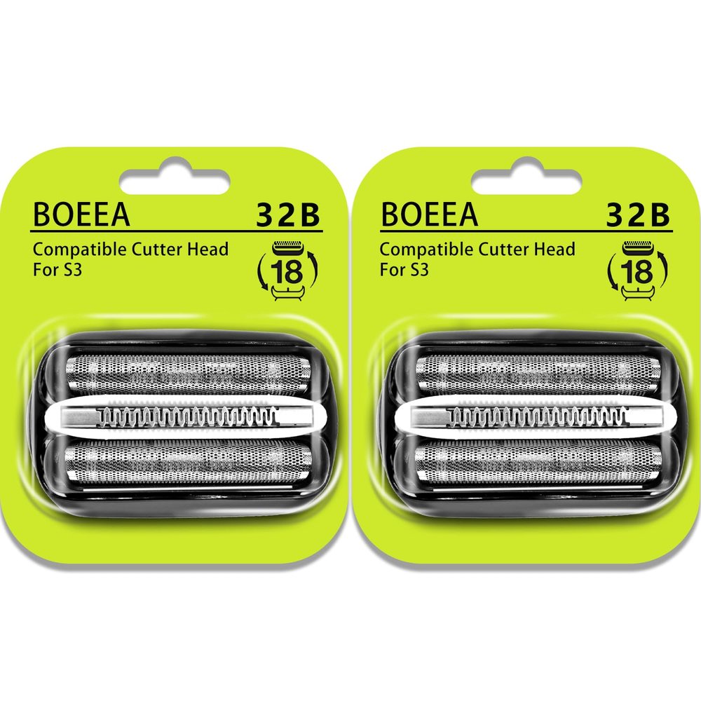 32B Shaver Head Compatible with Branu Series 3, Replacement Foil & Cutter Cassette Compatible with Branu Foil Shaver 3000s 3010s 3020s 3030s 3040s 3050cc 3070cc 3080s 3090cc 320 330 340 350cc [2 Pack]