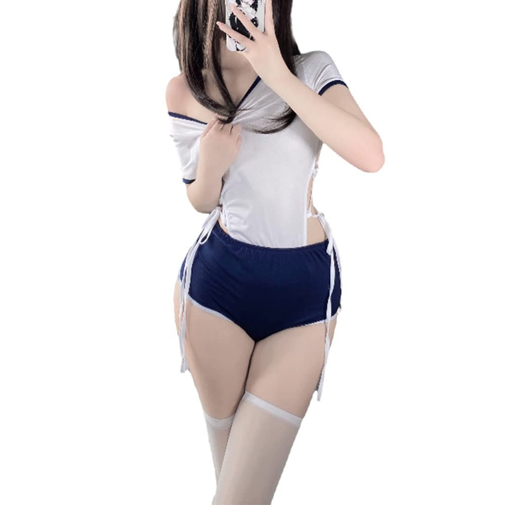 QNCLO Sexy Female Student Role Playing Underwear Exotic Japanese Anime Bodysuit (white3)