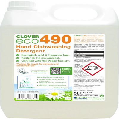 Clover Eco 490 Hand Dishwashing Detergent 5 Ltr