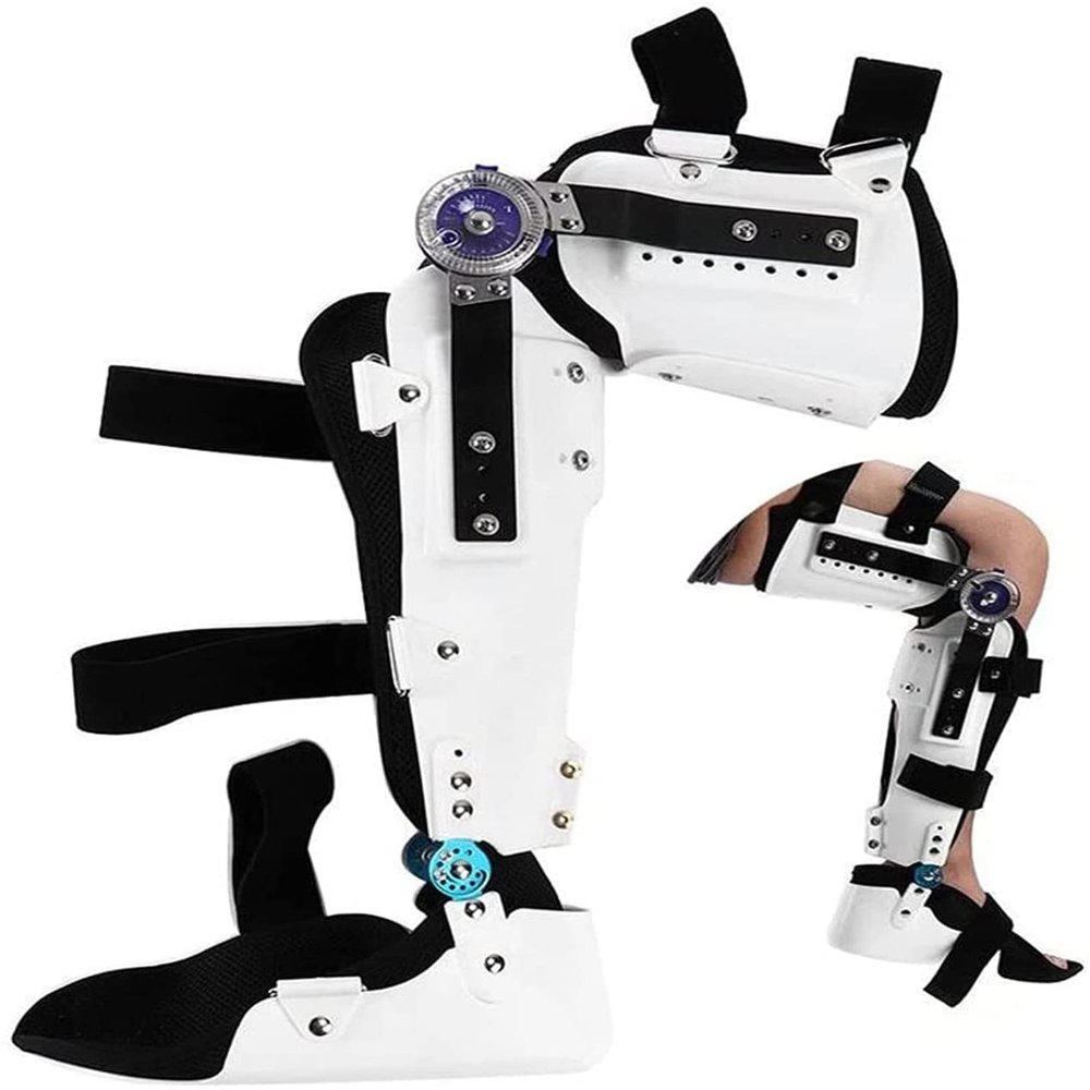 Samnuerly Support Lower Limbs Orthosis, Adjustable Post Knee Support Ankle Foot Orthosis Immobilizer Protector, for Leg Fracture,Lower Limb Paralysis (M L) (Right Leg L)