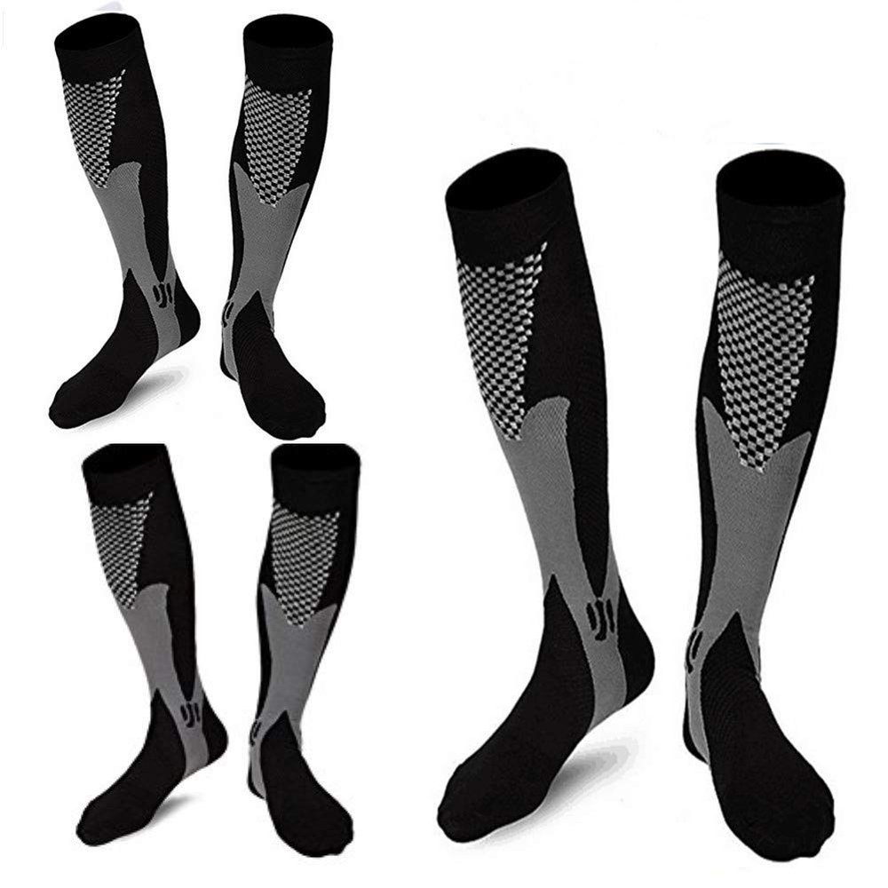 ZFiSt 3 Pair Sport Compression Socks Men Women, Compression Stocking Nurse Socks for Edema Travel, Black+black+black, XL
