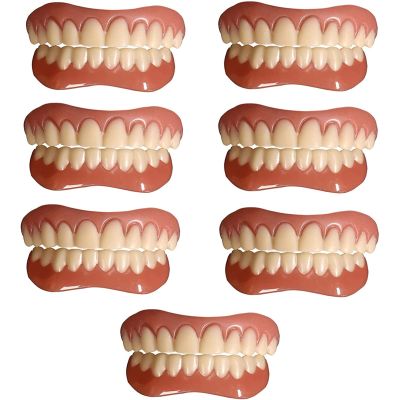 EMERZE Silicone Prosthesis Teeth Top Bottom Veneer False Teeth Whitening Temporary Prosthesis Teeth Cosmetic Natural Shade Prosthesis Teeth Reusable Unisex,7 pairs