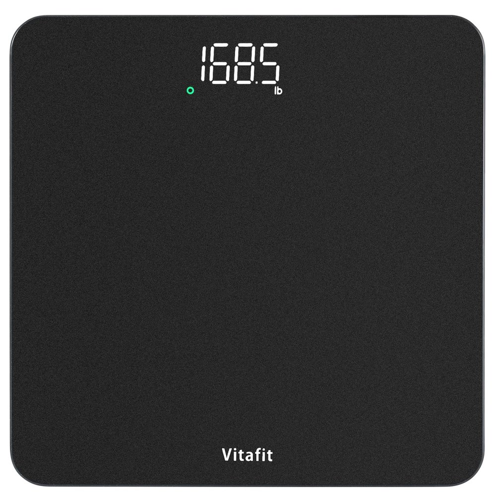 Vitafit Scales for Body Weight, High Accuracy 0.1lb by Our Professional Factory Since 2001, Digital Weighing Scales LED and Step On, 3*AAA Batteries Included, 28st/400lb/182kg, Spray Silver Black