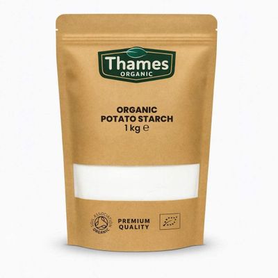 Organic Potato Starch-Certified Organic, Non-GMO, Vegan, No Additives, No Preservatives, Resealable Bag by Thames Organic 1kg