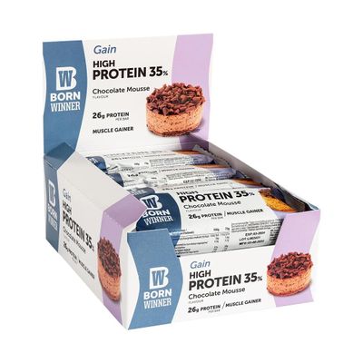 Born Winner Protein bar GAIN - CHOCO MOUSSE 12 x 75g HAS 26g OF PROTEIN, MUSCLE GAINER