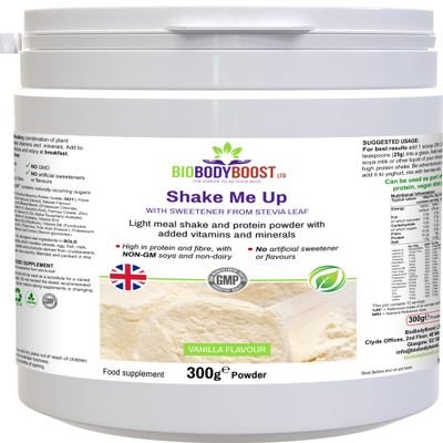 BioBodyBoost ShakeMeUp Vanilla Vegan Meal Shake Powder | 18g Plant Protein  Complete Vegan Meal Replacement with 16 Vitamins & Minerals
