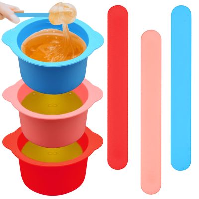 3Pcs Non-Stick Silicone Wax Melt Liners with Wax Sticks, Reusable Bowl for Wax Warmer and Hair Removal, 14Oz