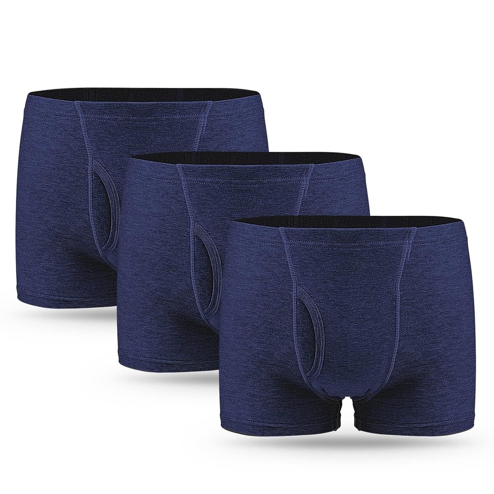 3 Pcs Mens Incontinence Pants Incontinence Boxer Brief with Absorbent Pad 300 ML Urine Volume Cotton Washable Reusable Leakproof Incontinence Pants for Men Blue Size S