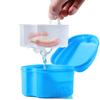 Denture Bath Case Portable Orthodontic Dental Retainer Box False Teeth Storage Container for Denture, Invisalign, Braces, Mouth Guard Travel Cleaning Retainer (Light Blue) view 1