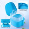 Denture Bath Case Portable Orthodontic Dental Retainer Box False Teeth Storage Container for Denture, Invisalign, Braces, Mouth Guard Travel Cleaning Retainer (Light Blue) view 3