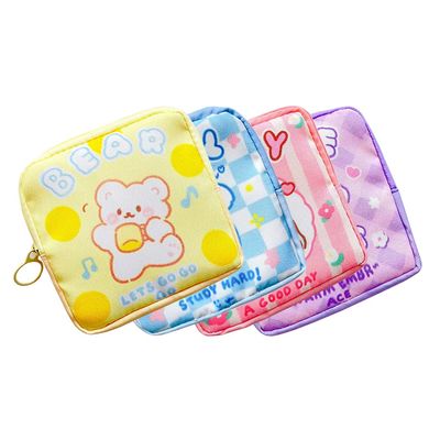4PCS Sanitary Bag with Handle, Period Sanitary Pad Pouch, Portable Sanitary Napkin Storage Bag, Tampon Holder Case for Teen Girls Women, Handbag Small Pouches for Sundries, Lipstick - 4 Mixed Colors