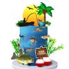 17 PCS Gone Fishing Cake Topper Fish Cake Topper Fisherman Themed Birthday Cake Decorations with Sea Bass Seaweeds (Fishing) view 3