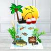 17 PCS Gone Fishing Cake Topper Fish Cake Topper Fisherman Themed Birthday Cake Decorations with Sea Bass Seaweeds (Fishing) view 4
