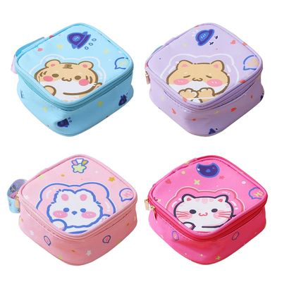 4PCS Sanitary Bags, Portable Period Sanitary Pad Pouch, Sanitary Napkin Storage Bag, Cartoon Tampon Holder Case for Teen Girls Women, Handbag Small Pouches for Sundries, Lipstick - 4 Mixed Colors