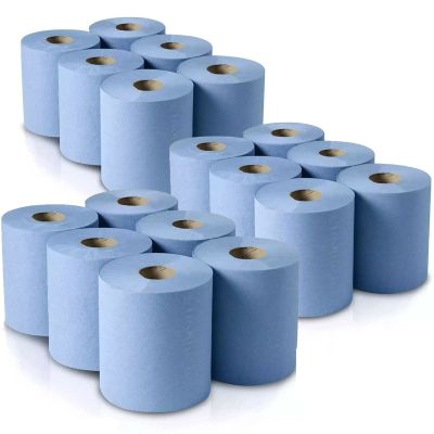 18 Pack Jumbo Workshop Hand Towels Rolls Centrefeed Blue Rolls Blue Recycled Paper Tissue Paper Roll 2 Ply Embossed Tissue Wipe Away Commercial & Kitchen Use