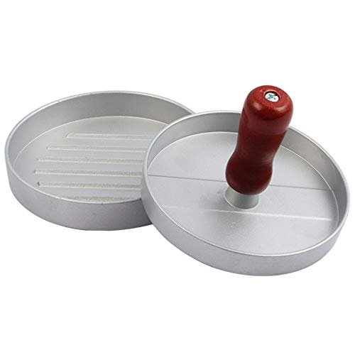 Rfeeuubft Round Aluminium Hamburger Stamper Hamburger Barbecue Block Mould Cooking Kitchen Outdoor Size Diameter 12 x 2 cm