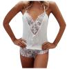 Angxiwan Sexy Lingerie for Women Ladies Sexy Lingerie V-Neck Eyelashes Lace Sling Seductive Pajama Fishnets for Women Lingerie White view 1