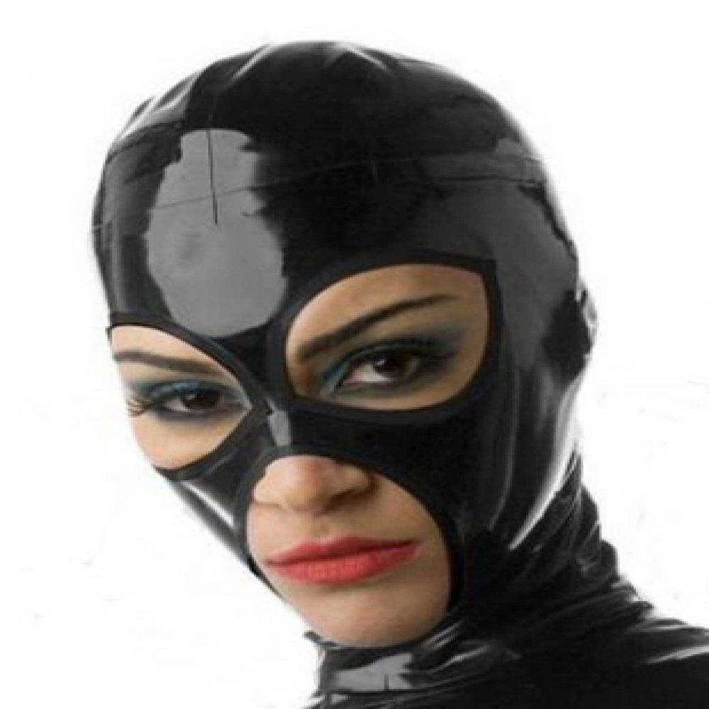 ASNAT Latex hoodLatex Hood Rubber Handmade Black Open Eyes Sexy Cosplay Costumes For Men Women,Red,customized