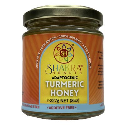 Turmeric Honey Potent UK Borage. Strong; Adaptogenic; Raw Pot Set; Pre-biotic; Runny & Light. Anti-Inflammatory; Anti-Aging. Shakra Health