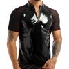 Wetlook Lingerie Men's Patent T-Shirt for Party Clubwear, black, 3XL view 1