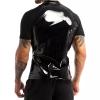 Wetlook Lingerie Men's Patent T-Shirt for Party Clubwear, black, 3XL view 2