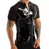 Wetlook Lingerie Men's Patent T-Shirt for Party Clubwear, black, 3XL view 3