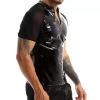 Wetlook Lingerie Men's Patent T-Shirt for Party Clubwear, black, 3XL view 4