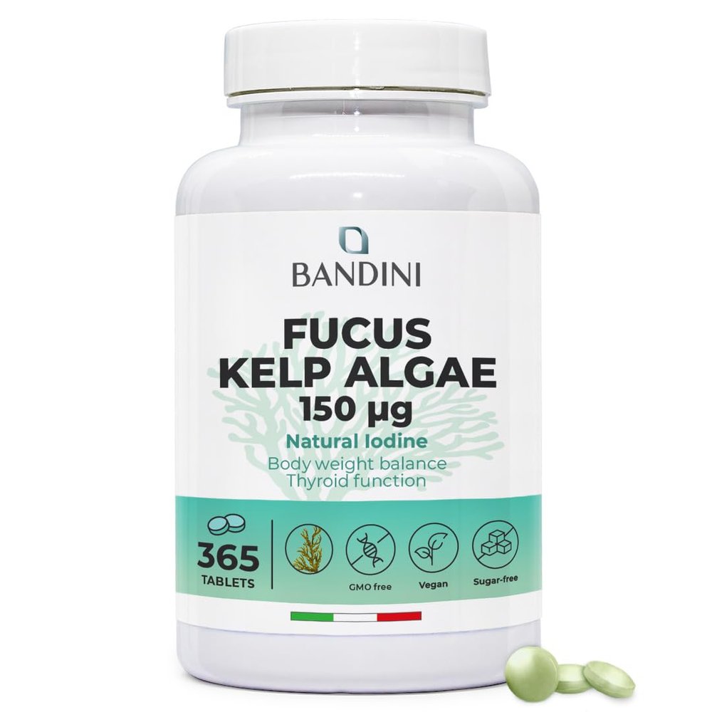 Bandini Fucus Kelp Algae 150mcg | Seaweed Natural Source of Iodine from Brown Algae | Energy Metabolism, Nails, Hair | Highly Dosed, No Additives | 365 Tablets for 1-Year Supply | Vegan & Non-GMO
