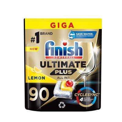 Finish Ultimate Plus Lemon Capsules for Dishwashers, 90 Pieces