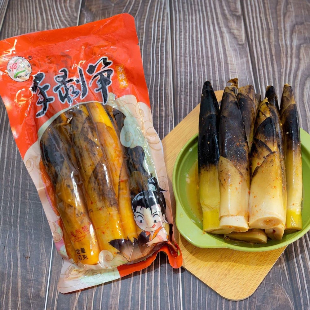 hand peeled Pickled pepper bamboo shoot,mountain pepper crispy tender bamboo shoot,500g/bag,kimchi vegetable,latiao,spicy strips,lemon hot and sour,Chinese snack gifts bag (Spicy flavor,2bag)