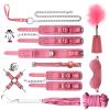11 Pcs Set Adult Games Cuffs Gag Blindfold Safe Bed Kit Flogger Ball Gag Rope Cosplay Toy for Women Couples Beginners,Pink view 1