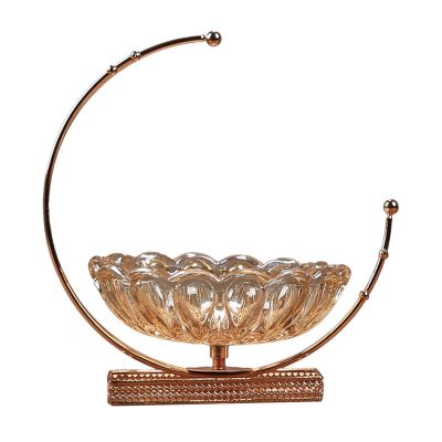 LUCBEI Fruit Bowls Crystal Glass Fruit Plate Modern Creative Handmade Candy Plate Home Living Room Decor Transparent Fruit Bowl Metal Base Fruit Dish fruit basket
