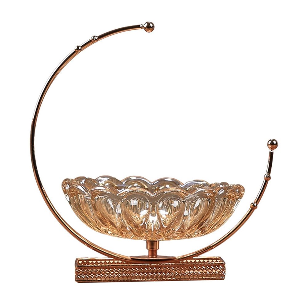 LUCBEI Fruit Bowls Crystal Glass Fruit Plate Modern Creative Handmade Candy Plate Home Living Room Decor Transparent Fruit Bowl Metal Base Fruit Dish fruit basket