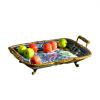 LUCBEI Fruit Bowls Rectangular Fruit Plate Retro Ceramic Fruit Bowl Living Room Dining Room Desktop Decor Double Ear Handle Fruit Dish Candy Bowl fruit basket view 1
