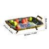 LUCBEI Fruit Bowls Rectangular Fruit Plate Retro Ceramic Fruit Bowl Living Room Dining Room Desktop Decor Double Ear Handle Fruit Dish Candy Bowl fruit basket view 2